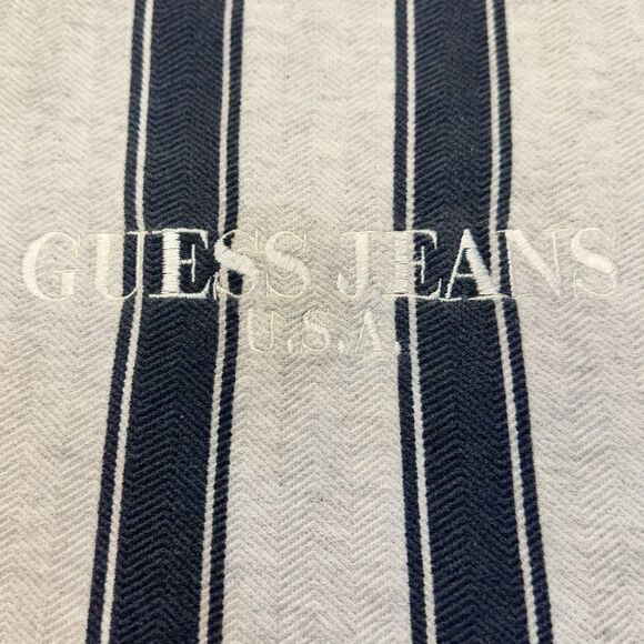 Vintage Guess Jeans Striped Shirt Men’s XL T-Shirt USA Made 90s Logo Embroidered - Picture 4 of 8
